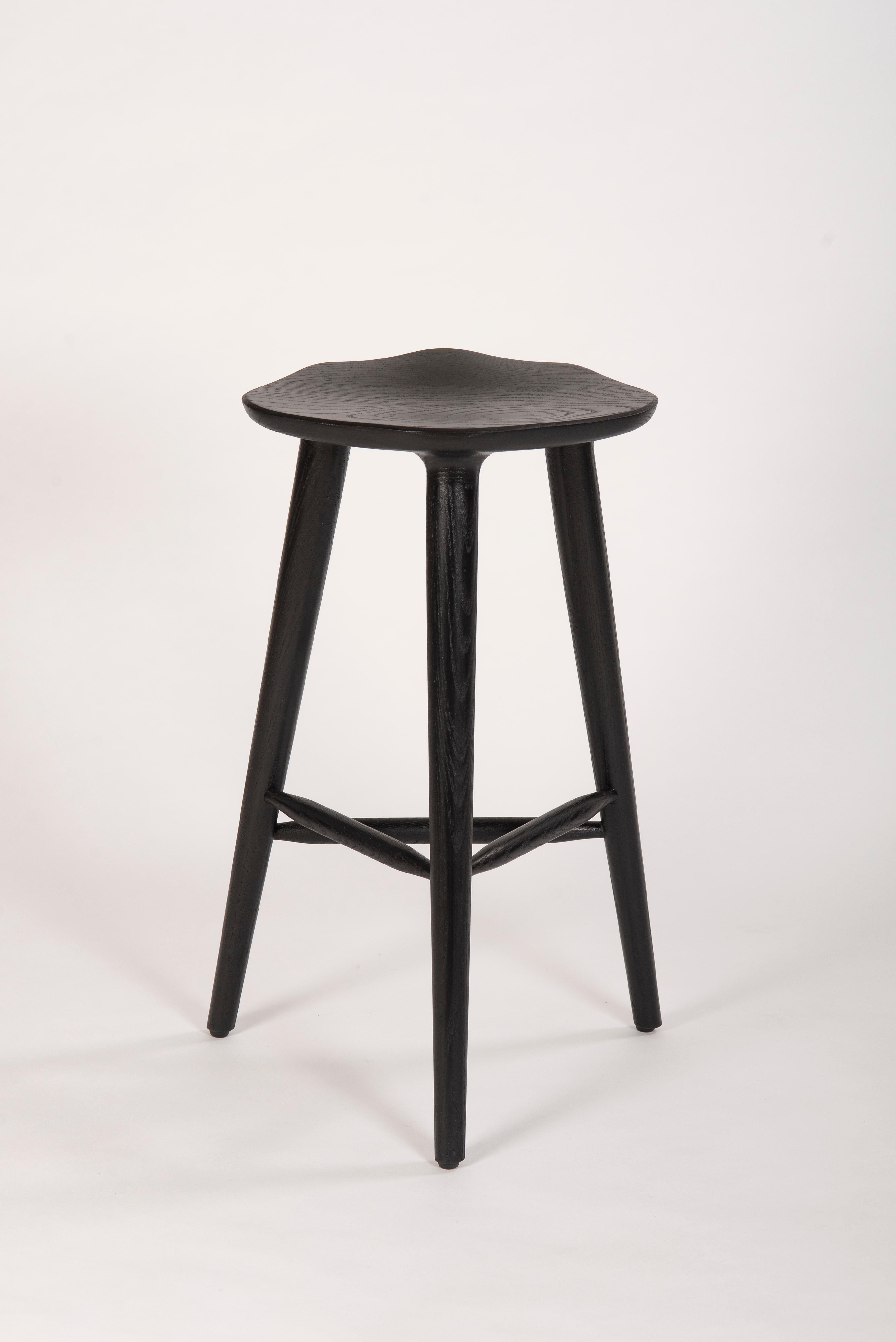 Mexican Tam Counter Stool, Black Ash Wood For Sale