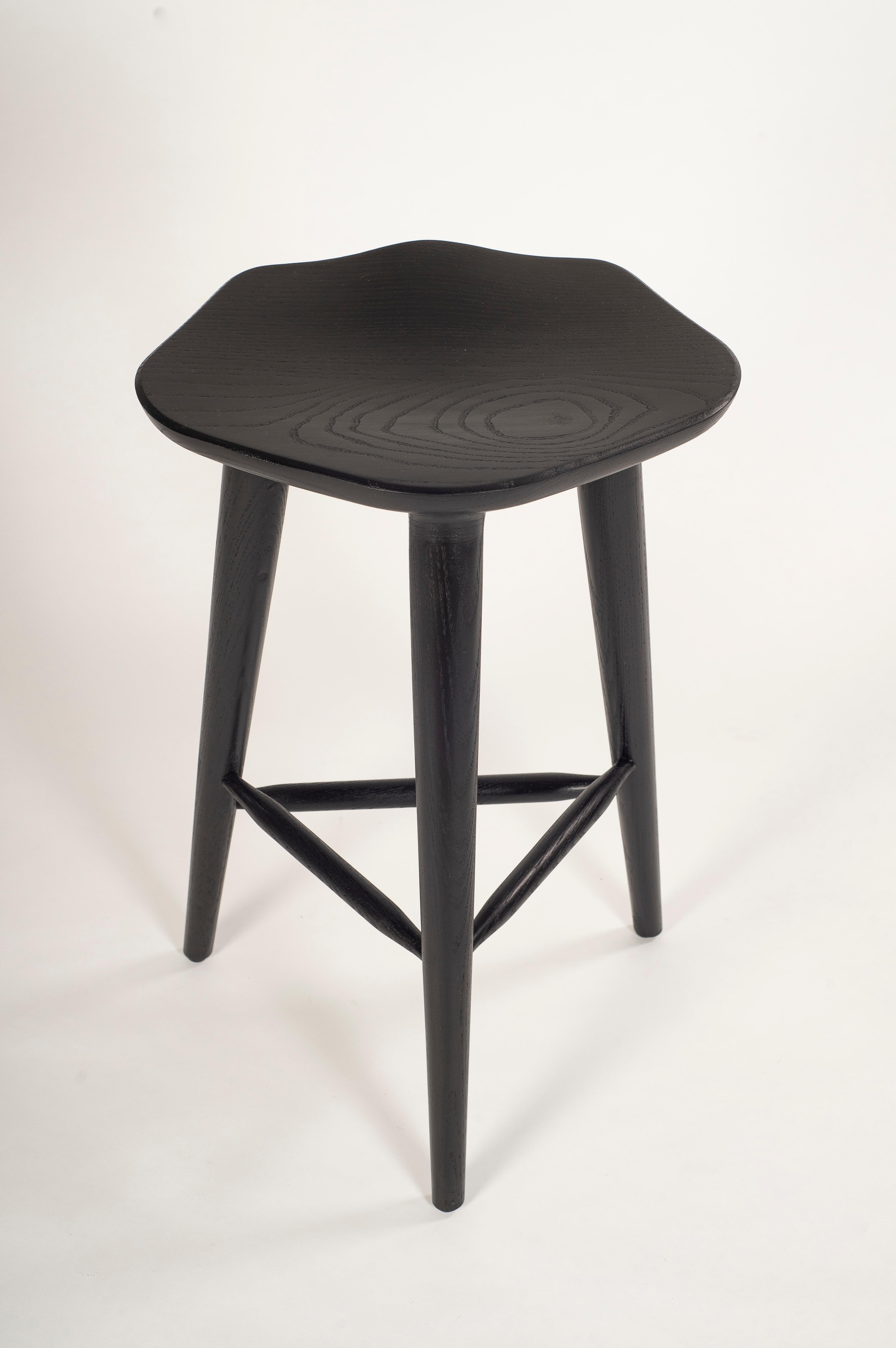 Contemporary Tam Counter Stool, Black Ash Wood For Sale