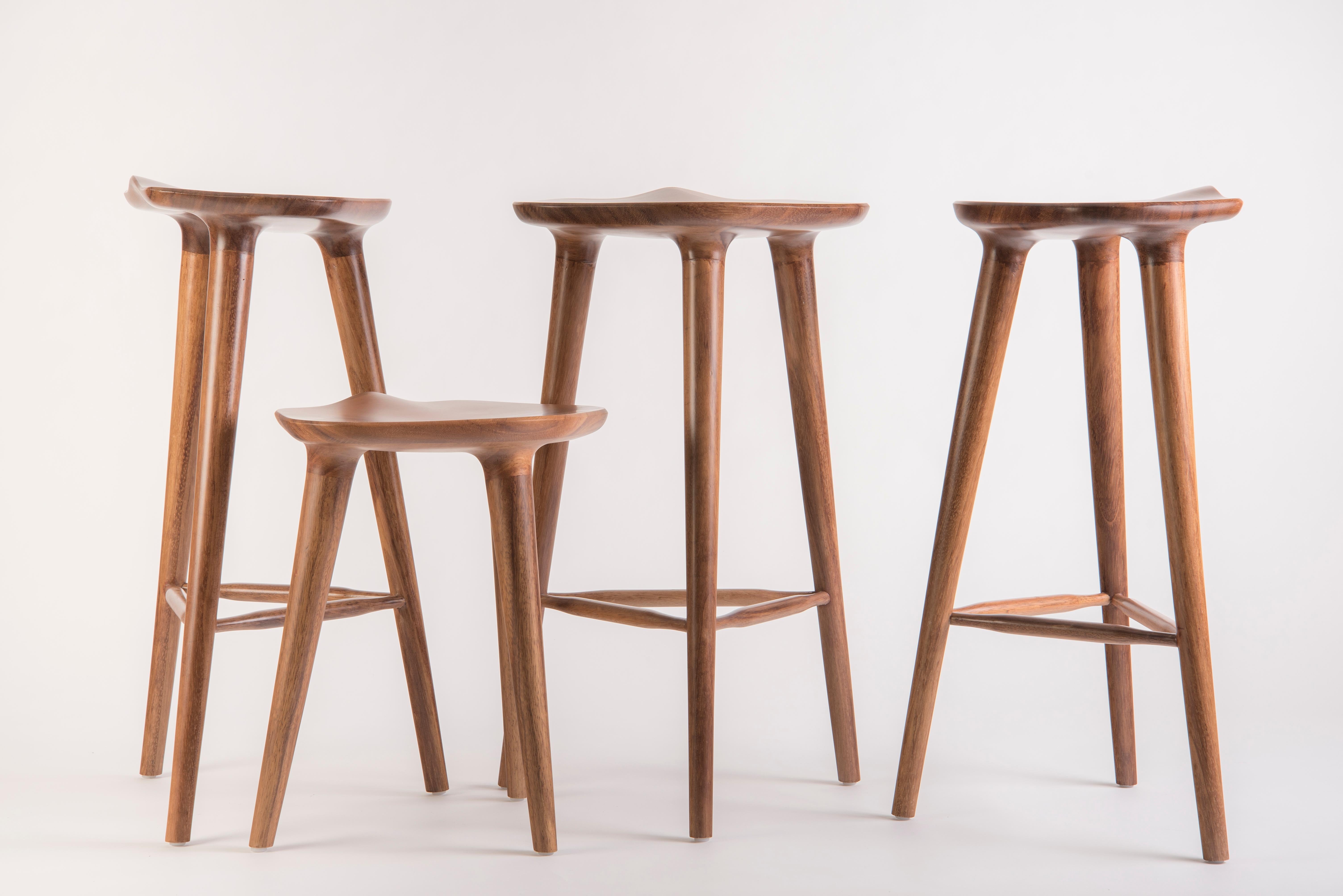 Turned Tam Counter Stool, Tzalam Wood For Sale