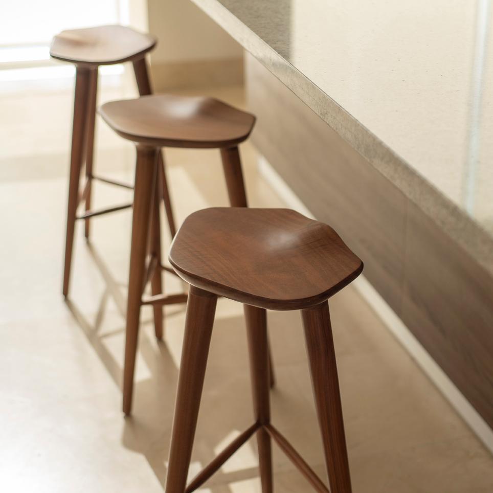 Contemporary Tam Counter Stool, Tzalam Wood For Sale