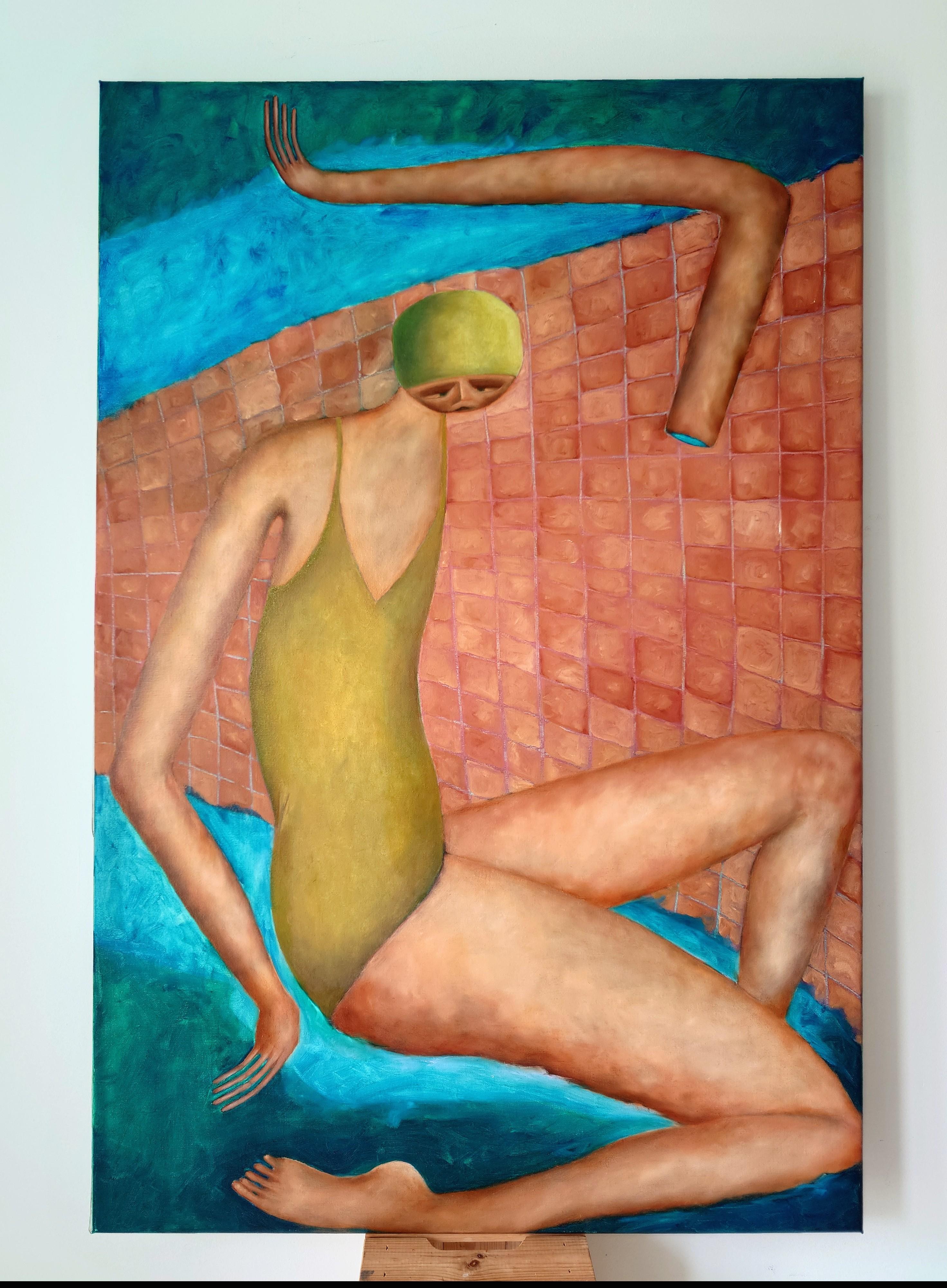 „Going for a Swim“ Öl auf Leinwand Figuratives Gemälde im Angebot 2