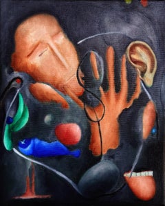 "Hear No Evil" Oil on Canvas Abstract Figurative Painting