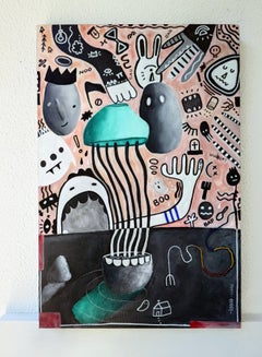 "I'd Haunt The World For Ramen If I Died Mid-bite" Oils, Acrylics on Canvas