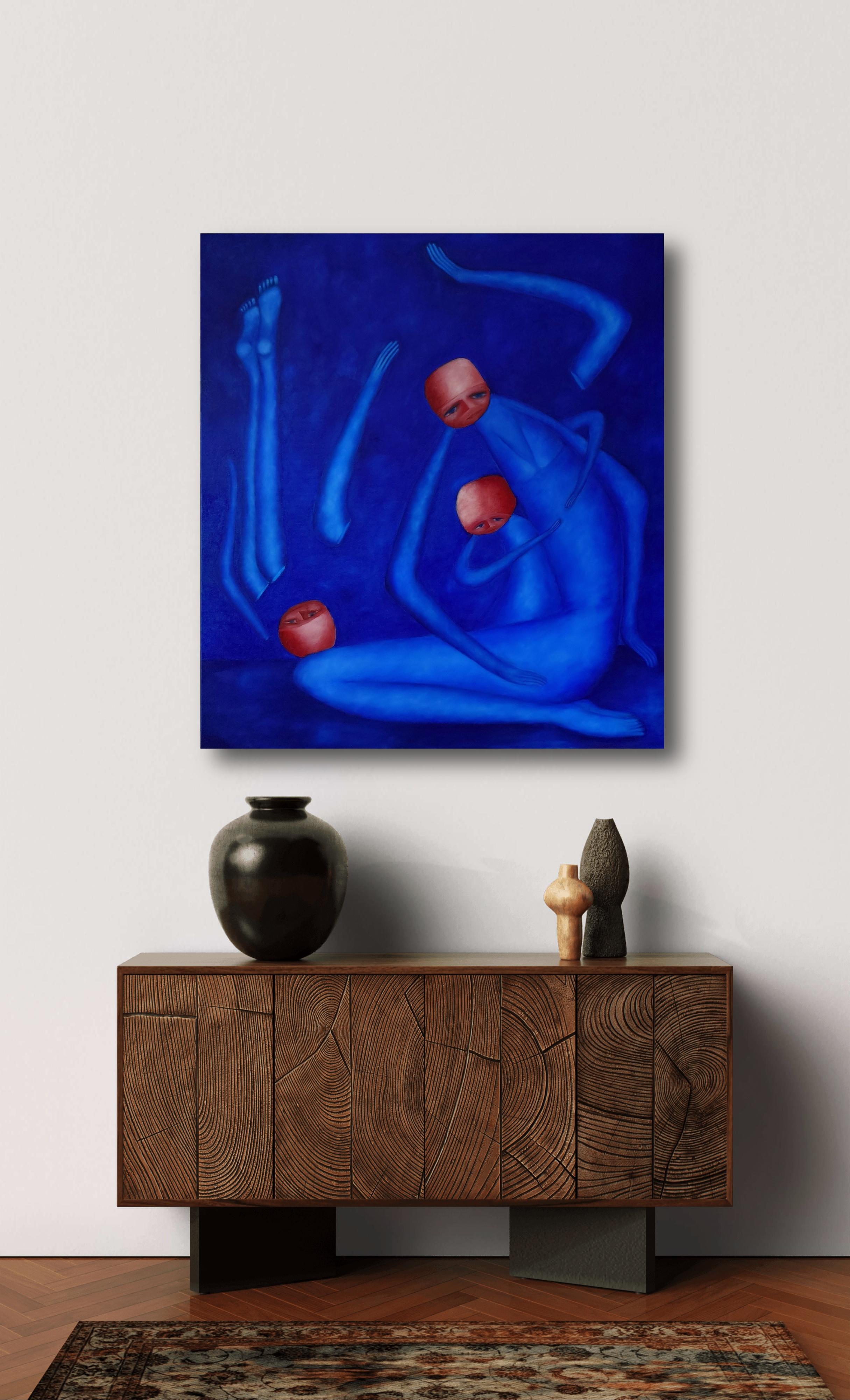 „Dynastie“ Mutter und Kinder, Öl auf Leinwand, figuratives Gemälde (Surrealismus), Painting, von Tam Ess