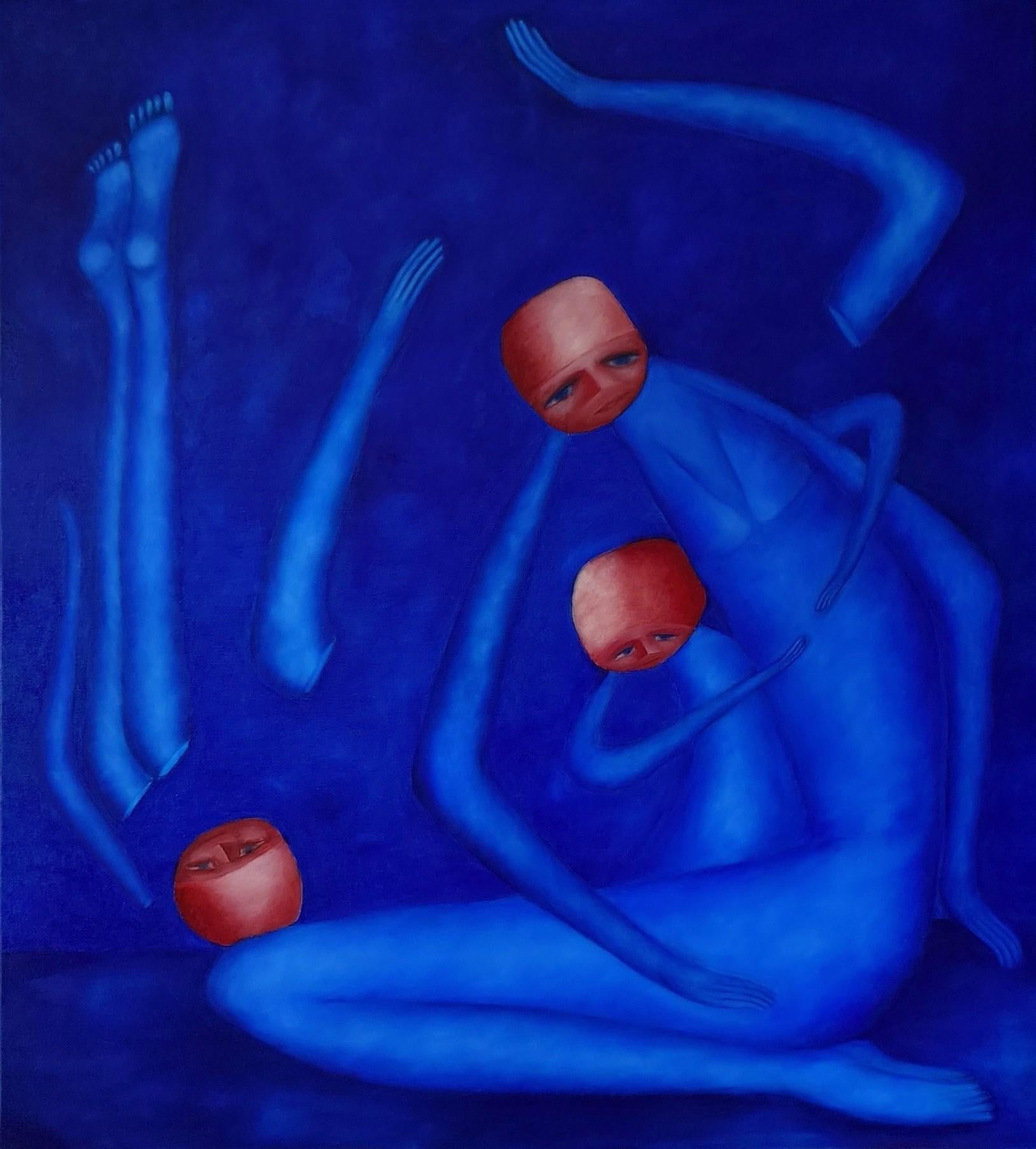 "Tribe" Mother and Children Oil on Canvas Figurative Painting