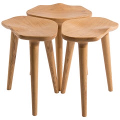 Taburetes Tam, Lote de 3, Madera de fresno