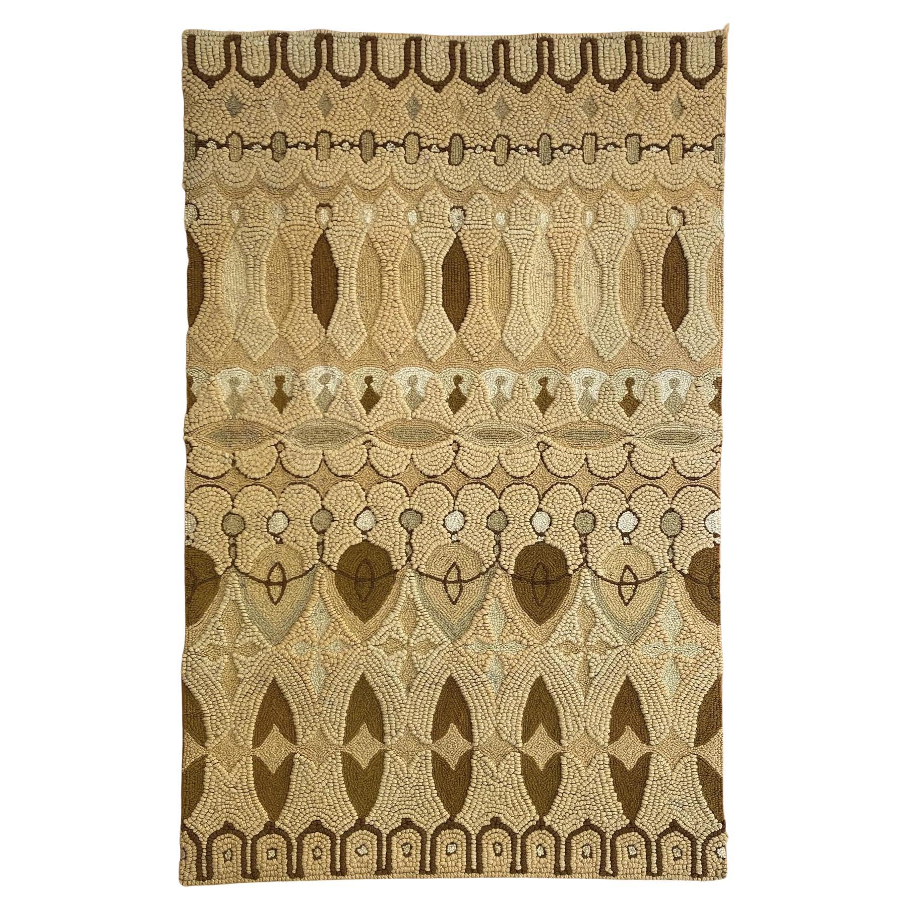 Tamacani hand hooked wool rug in the style of Cynthia Sargent “Bartok” model For Sale
