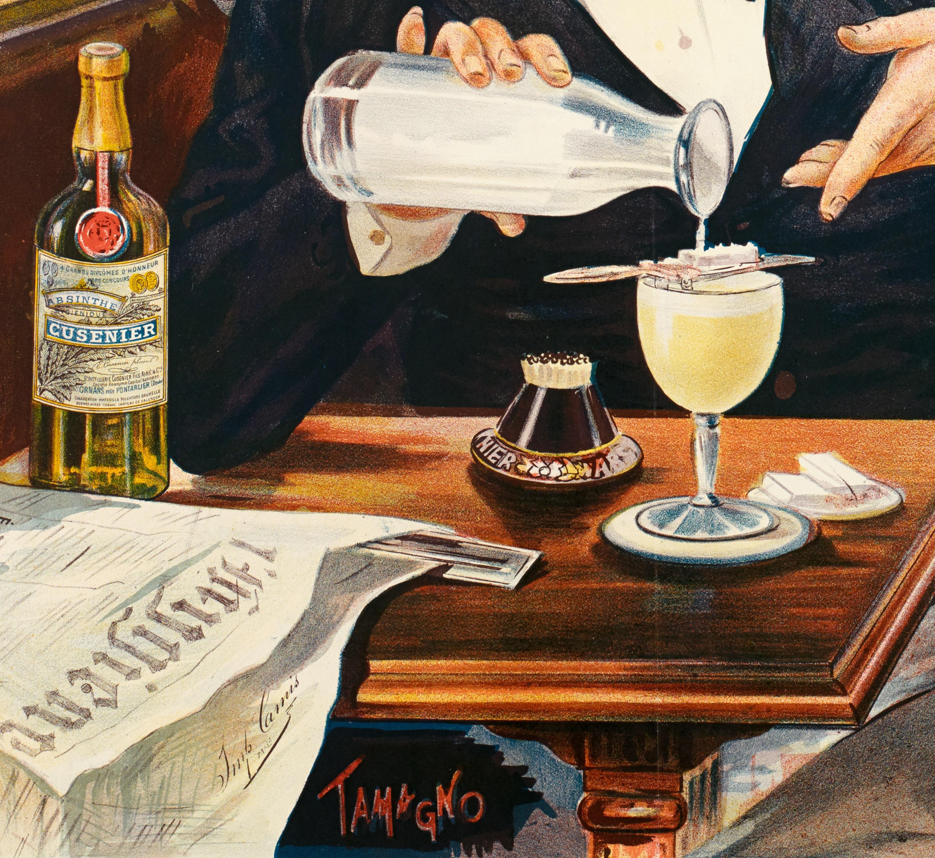Tamagno, Original Art Nouveau Poster, Absinthe Cusenier, Liquor, Alcohol, 1896 In Good Condition In SAINT-OUEN-SUR-SEINE, FR