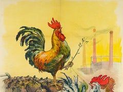 Tamagno, Original Art Nouveau Poster, Rooster, Gaz, Charcoal, Coke, Chimney 1910