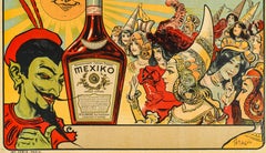 Tamagno, Original Vintage Poster, Mexiko Alcohol, Devil, Sun, Middle Age, 1900