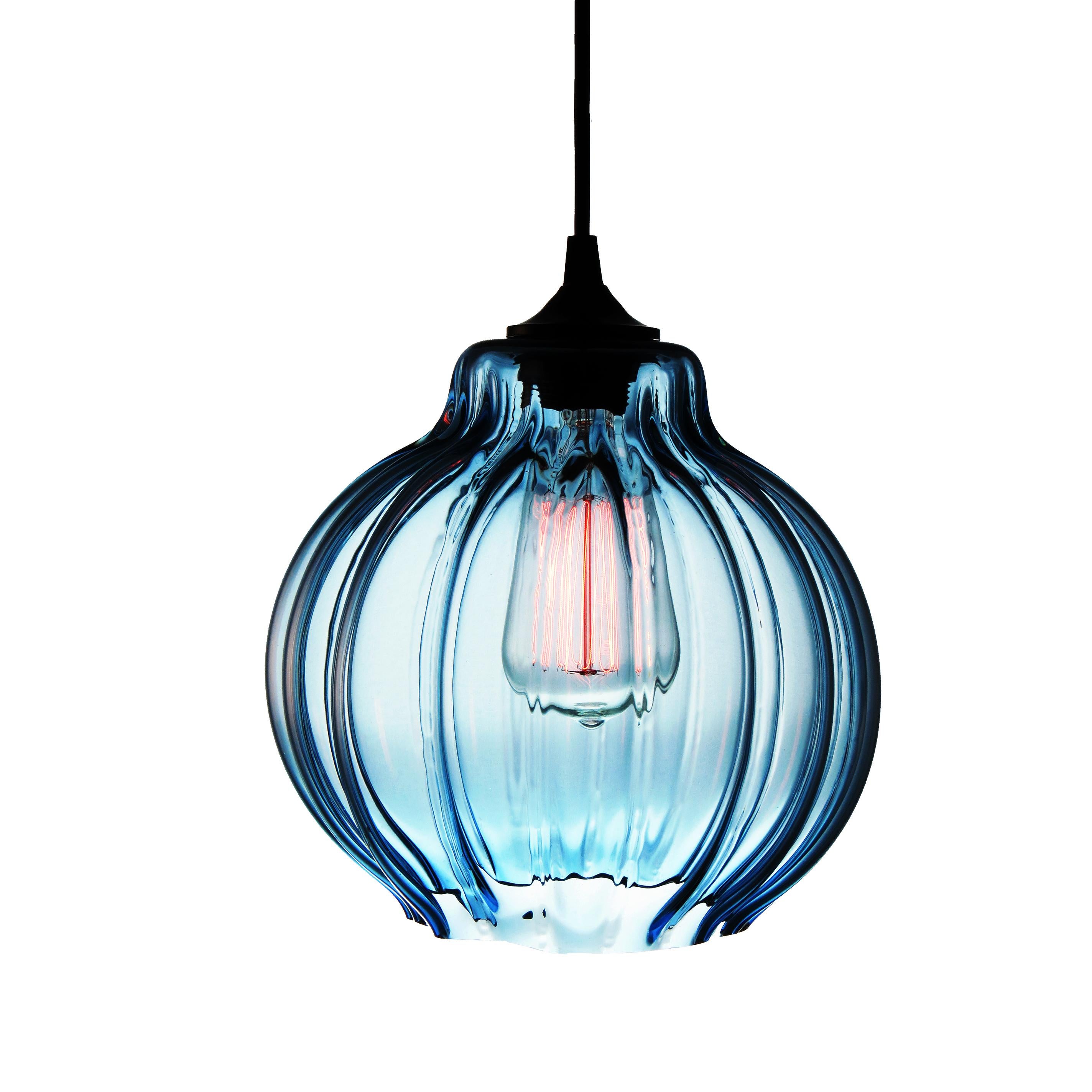 Mexican Tamala, Contemporary Hand Blown Pendant Lamp in Clear by Luminosa For Sale