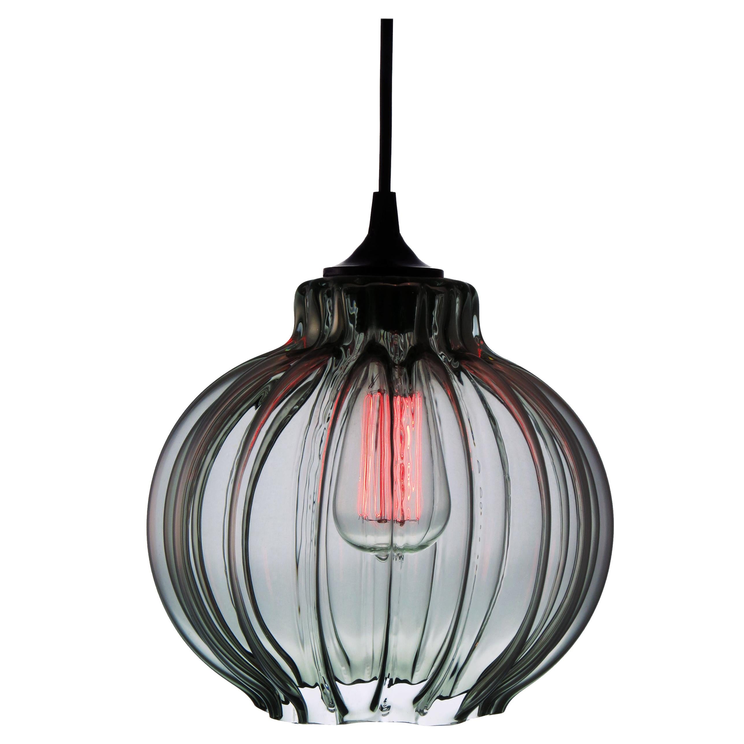 Tamala Contemporary Hand Blown Pendant Lamp in Smokey Gray, Limited Series For Sale