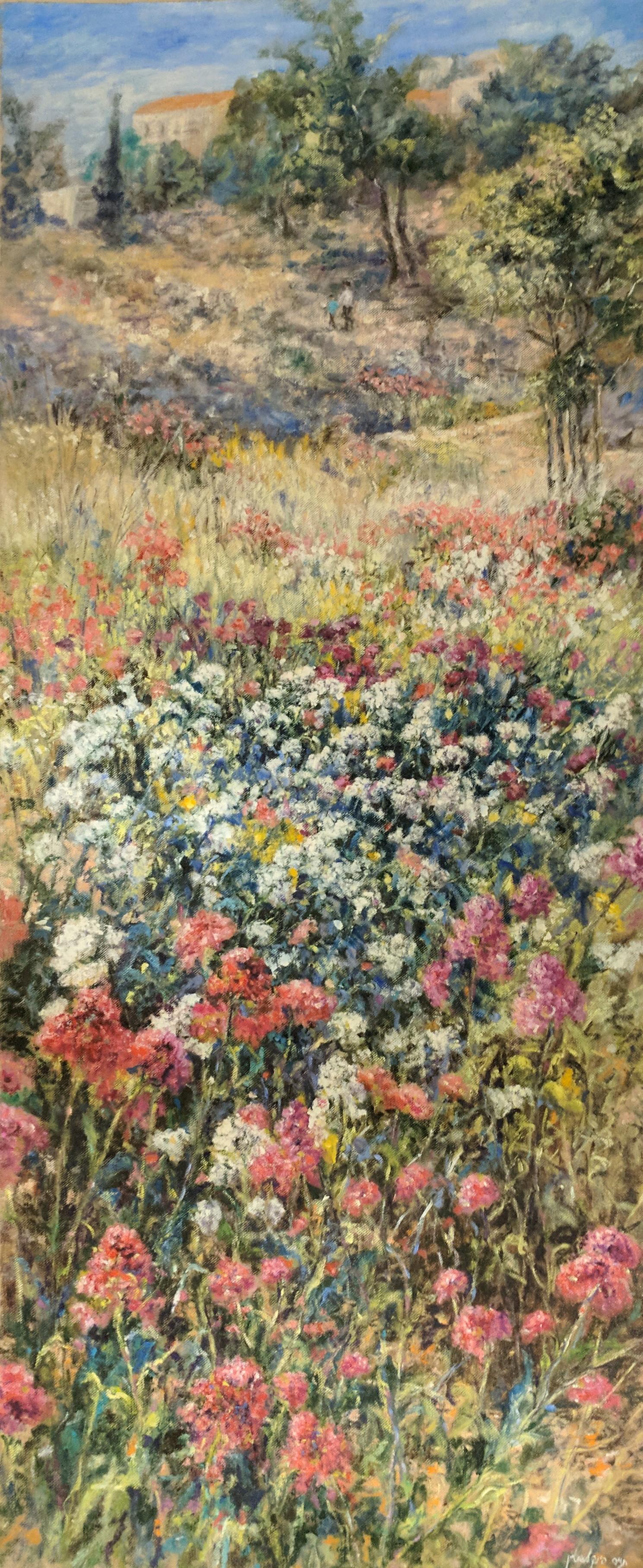 Tamar Finkelstein Landscape Painting - Flowers Landscape