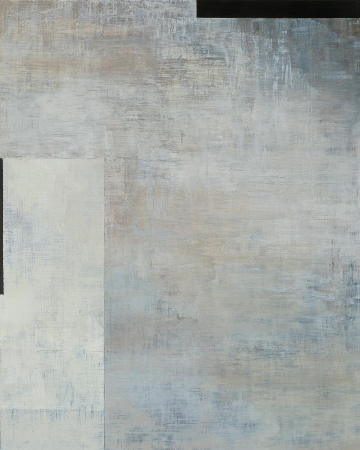 Tamar Zinn Abstract Painting - At the still point 4, atmospheric geometriic abstract in neutrals