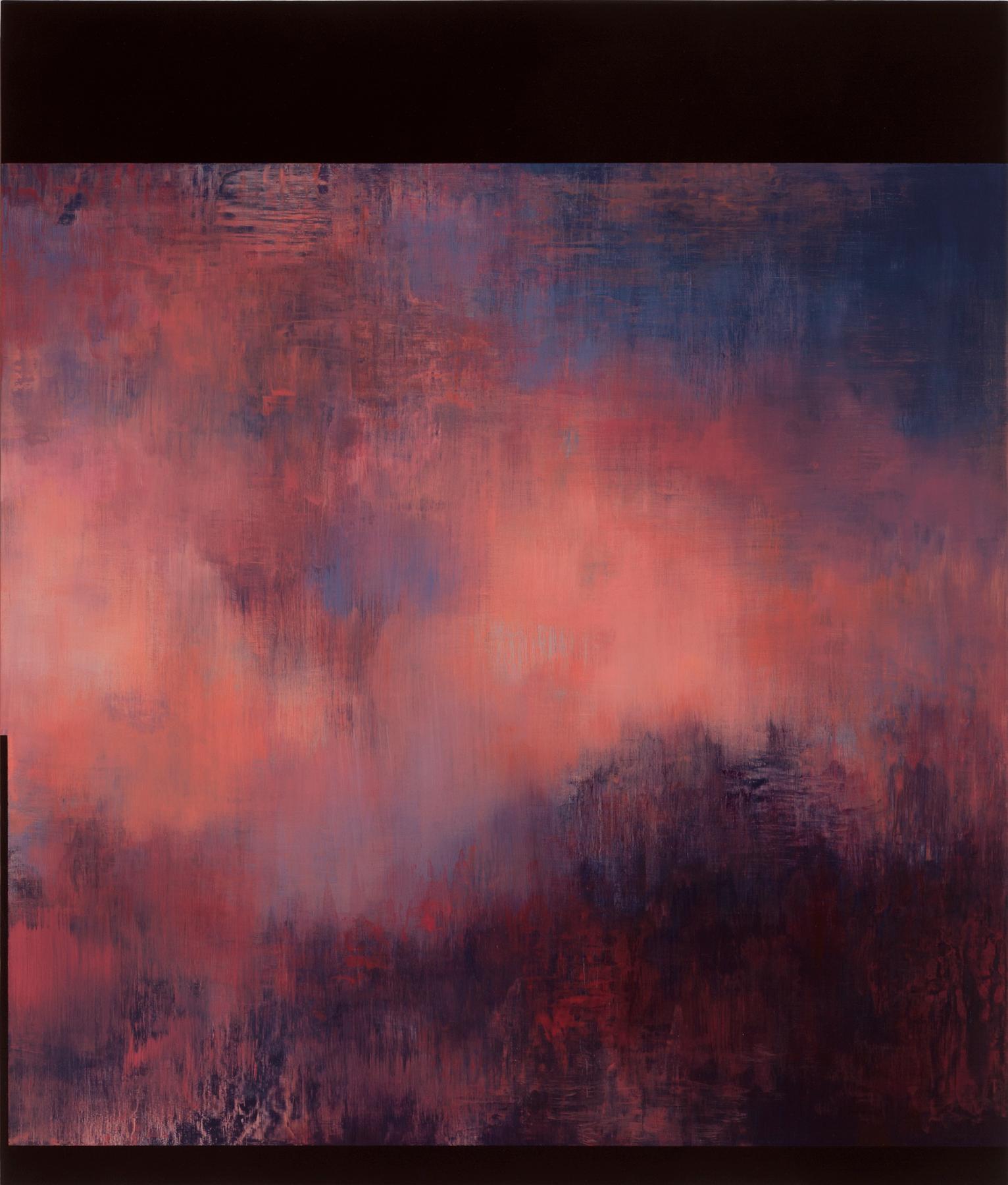 Tamar Zinn
Behind Closed Eyes 19, 2019
oil on wood panel
33 x 28 in.
(zinn1024)

This colorful abstract oil painting on panel features layered, painterly swathes of red and blue that blend together to create subtle color shifts and an atmospheric