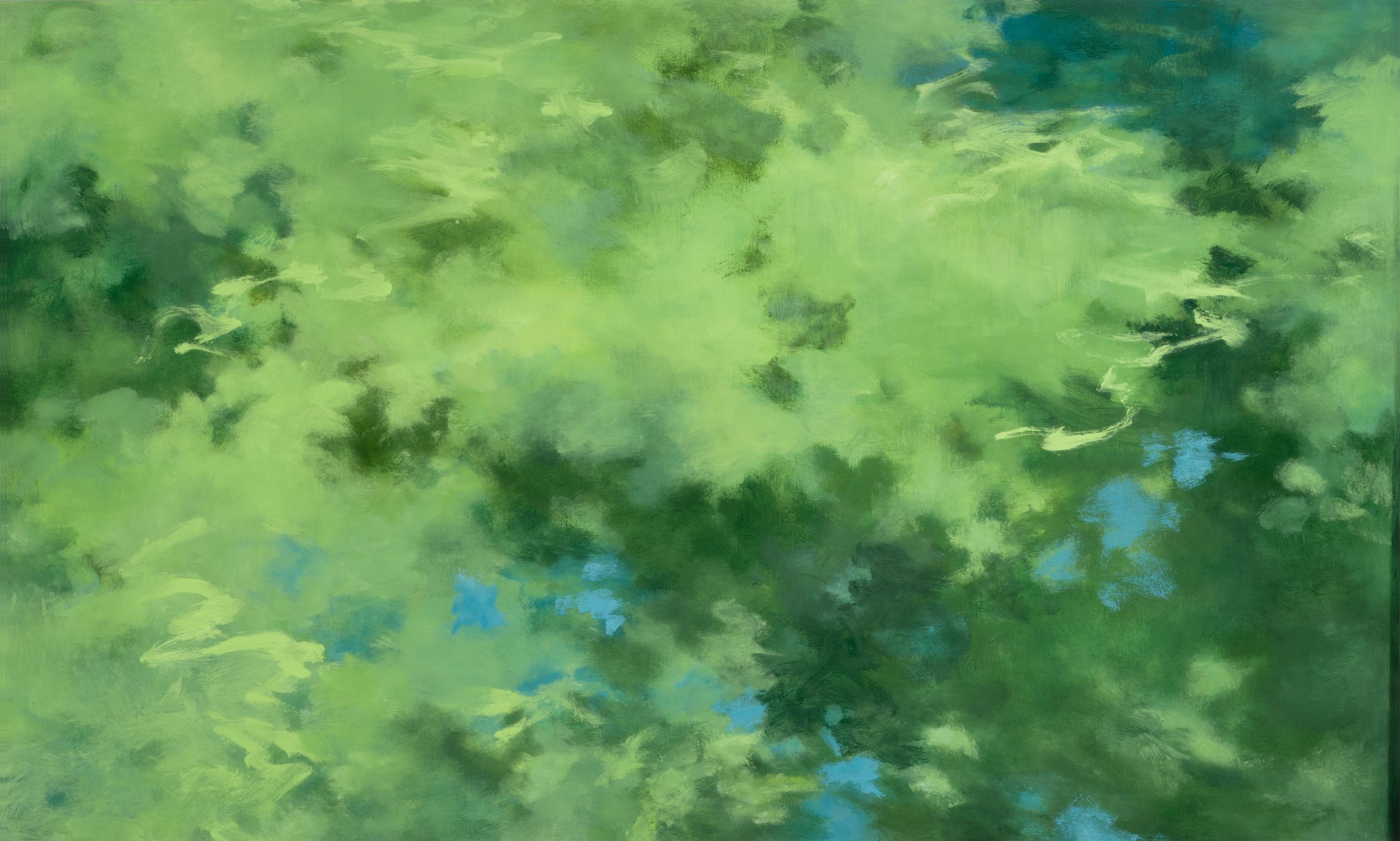 Abstract Painting de Tamar Zinn - "Voces invisibles 42" 2025 óleo sobre panel 24 x 40 pulg.
