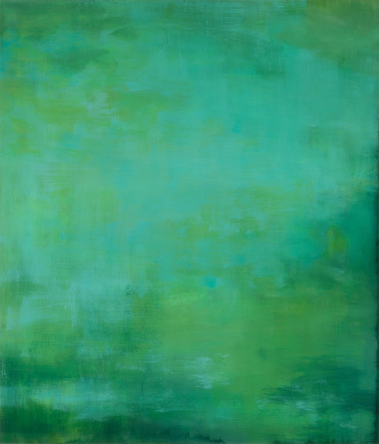 Abstract Painting de Tamar Zinn - "Voces invisibles 45" 2025 óleo sobre panel 21 x 18 pulg.