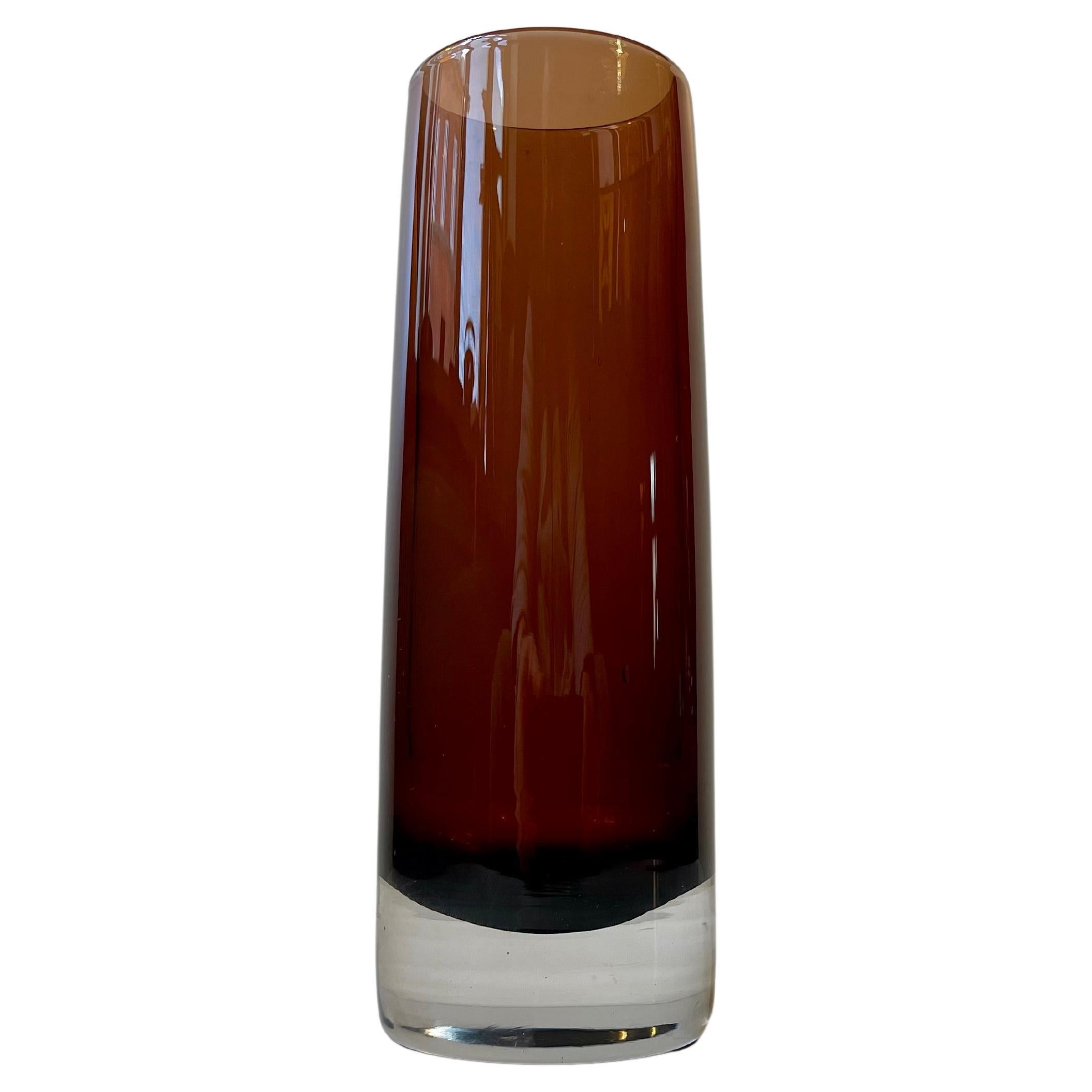Tamara Aladin Coffee Brown Glass Vase for Riihimaen Lasi Oy Finland For Sale