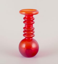 Tamara Aladin for Riihimäen Lasi, Finland. ‘Carmen’ vase in orange art glass