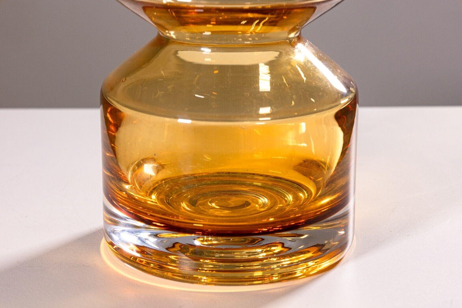 20th Century Tamara Aladin for Riihimaki Lasi Finnish Amber Glass Vessel For Sale