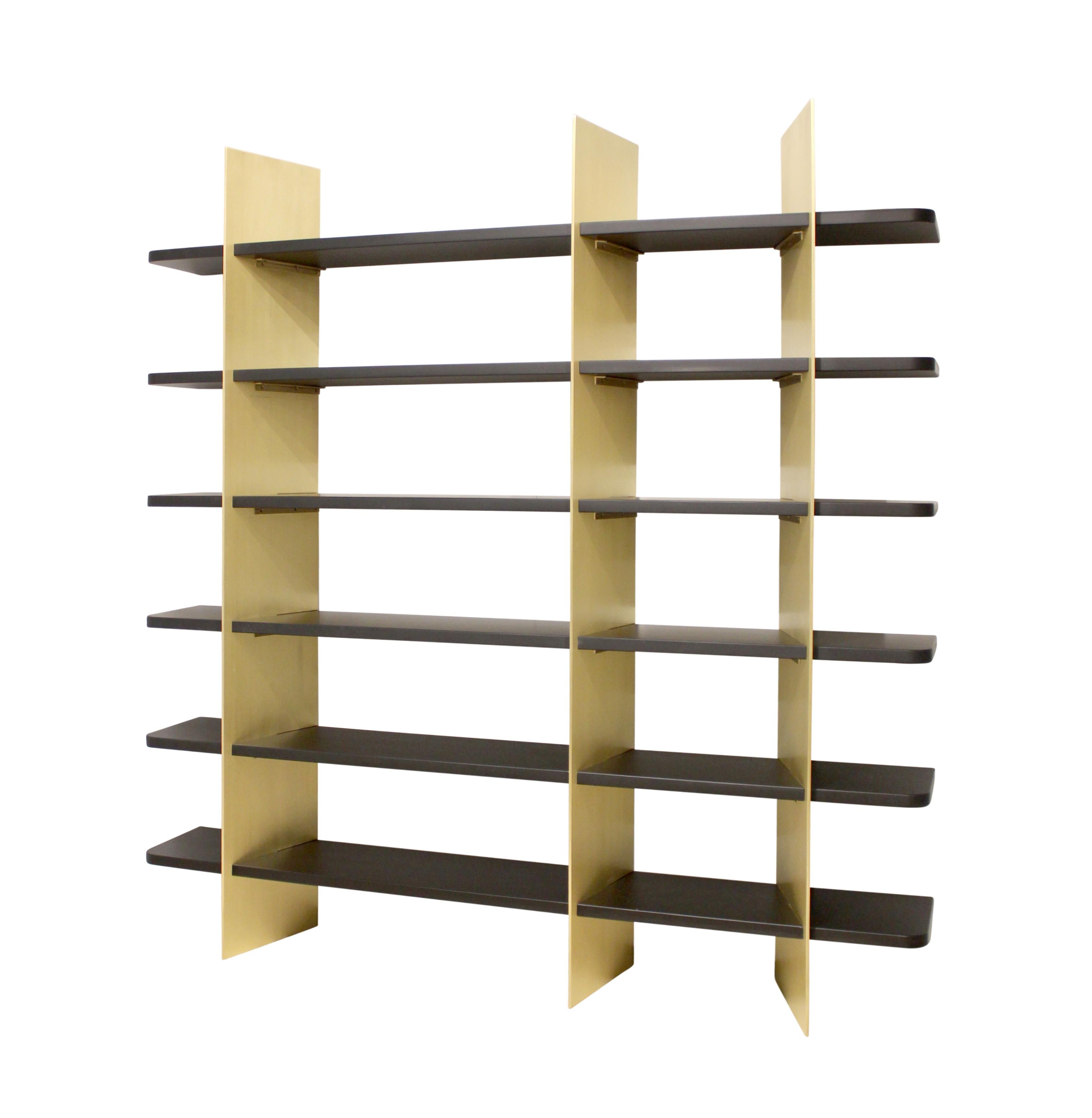 American Tamara Brass and Lacquered Wood Bookcase For Sale