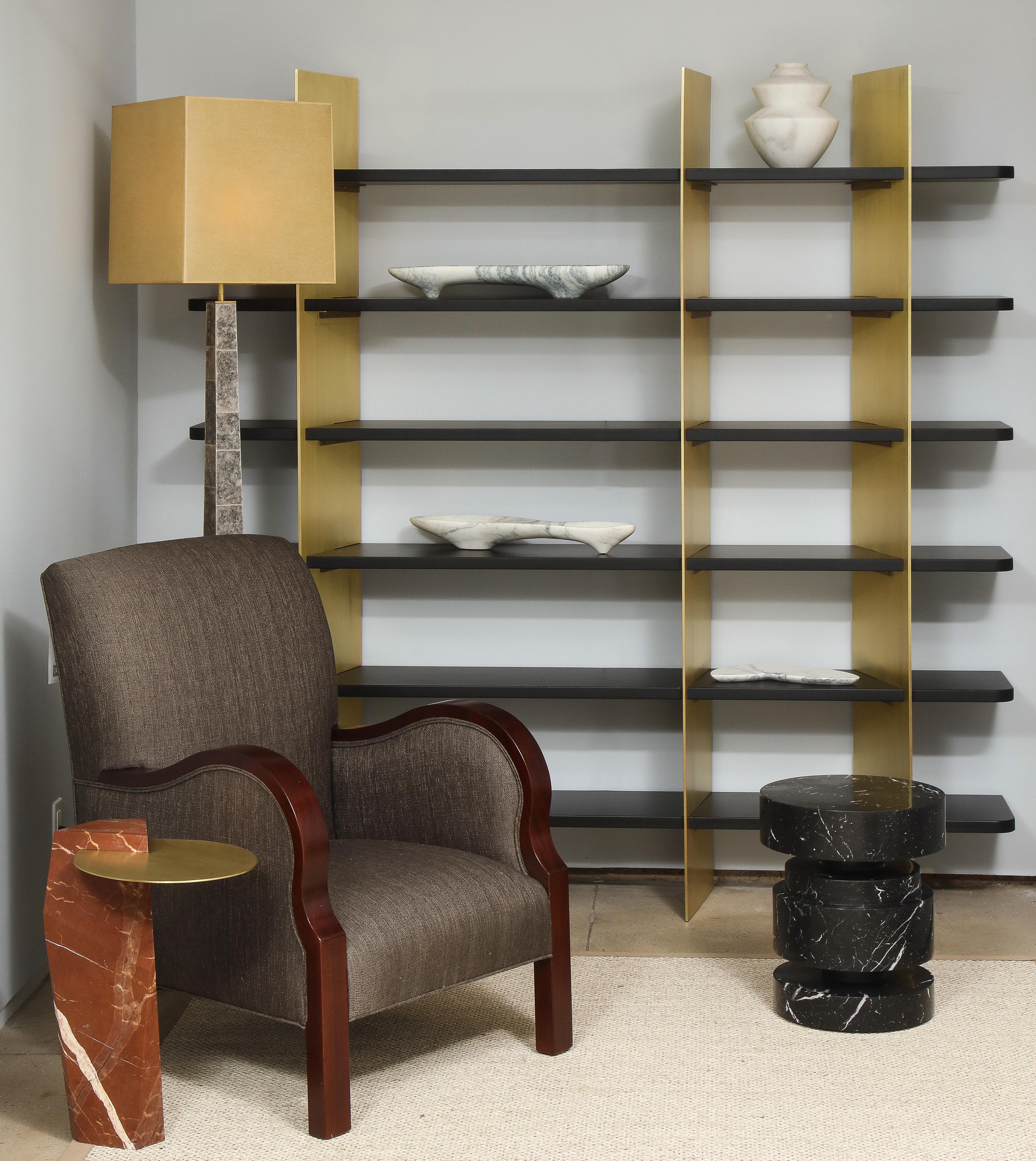 Contemporary Tamara Brass and Lacquered Wood Bookcase For Sale