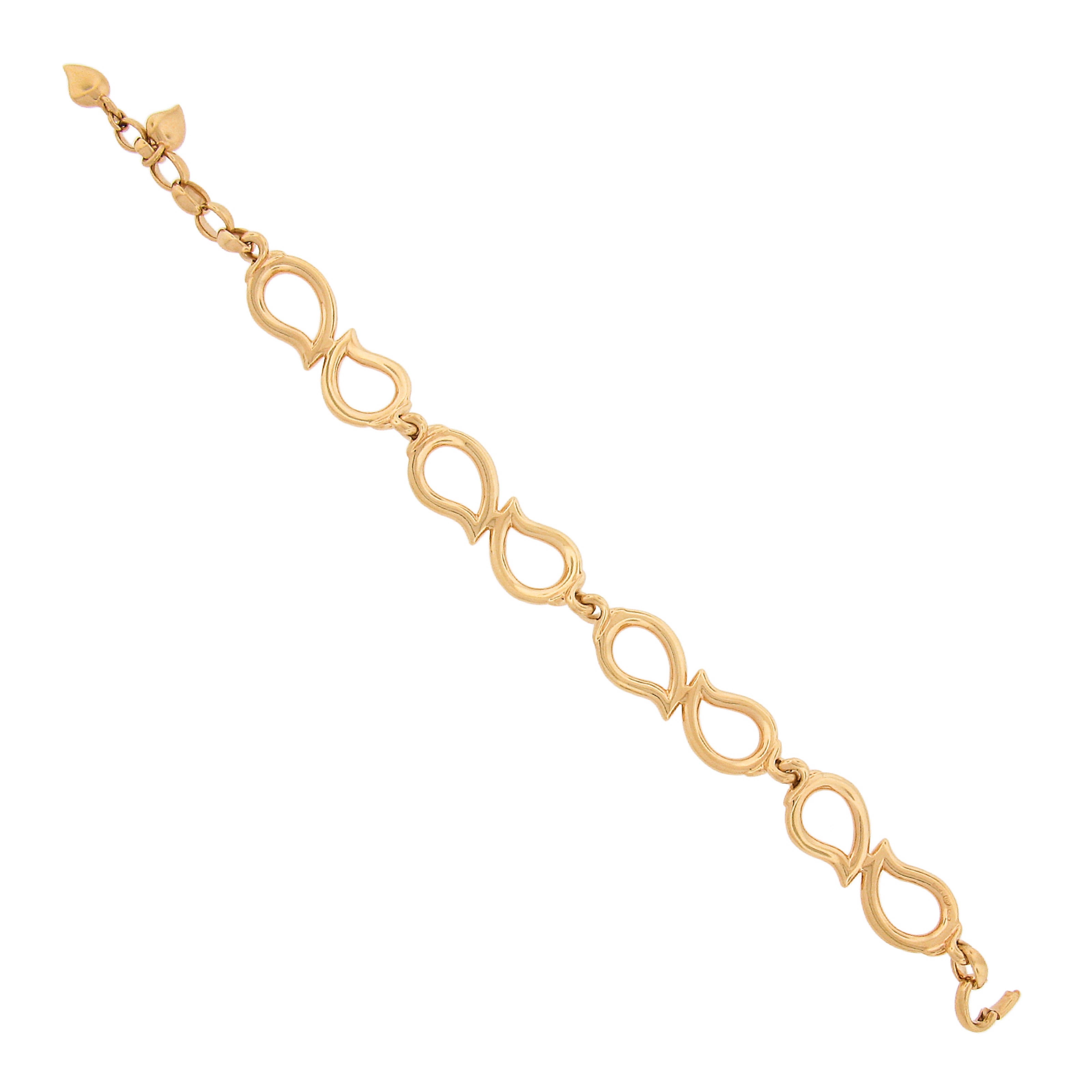 Round Cut Tamara Comolli 18k Yellow Gold Diamond Open Leaf Link Adjustable Bracelet