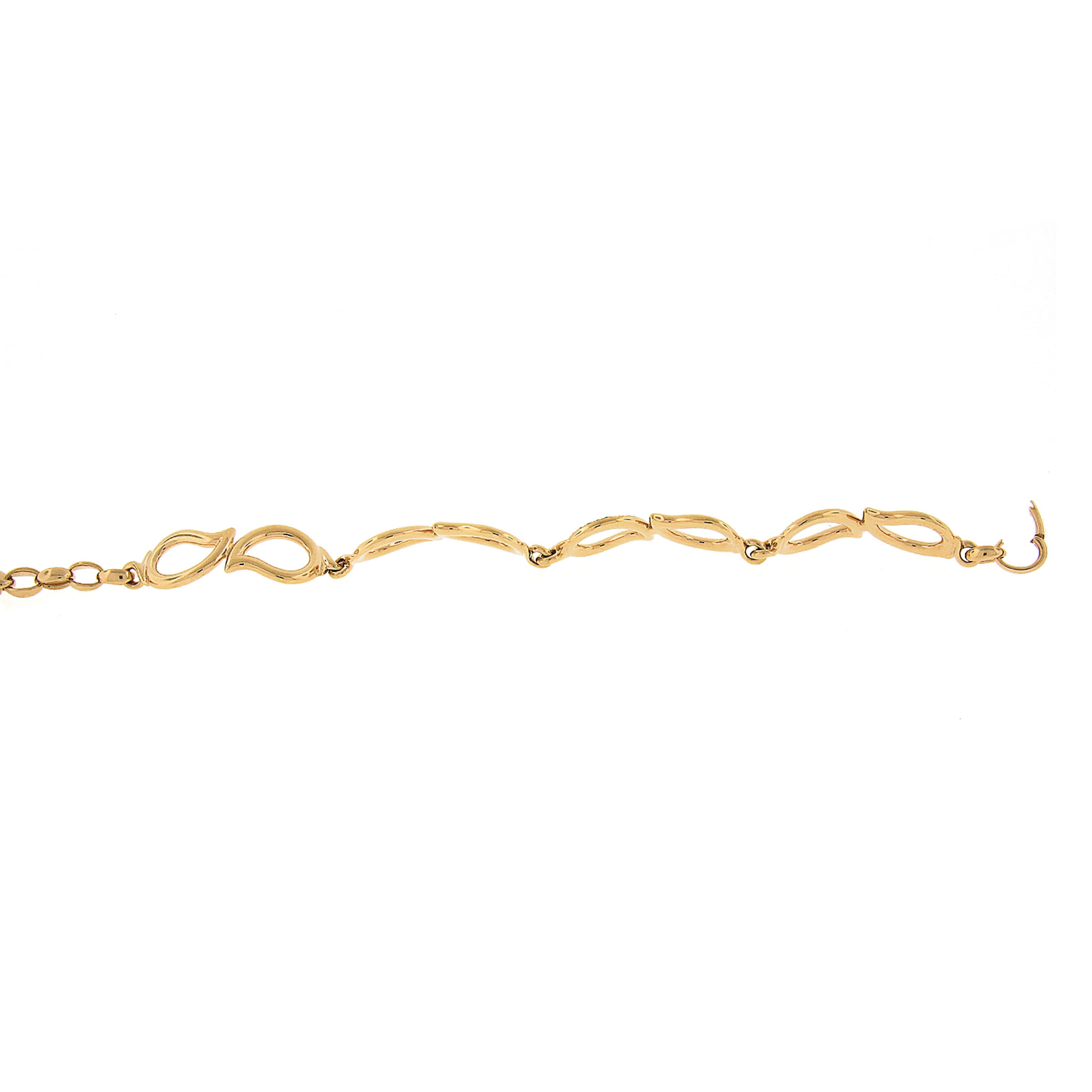 Tamara Comolli 18k Yellow Gold Diamond Open Leaf Link Adjustable Bracelet In Excellent Condition In Montclair, NJ