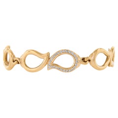 Tamara Comolli 18k Yellow Gold Diamond Open Leaf Link Adjustable Bracelet