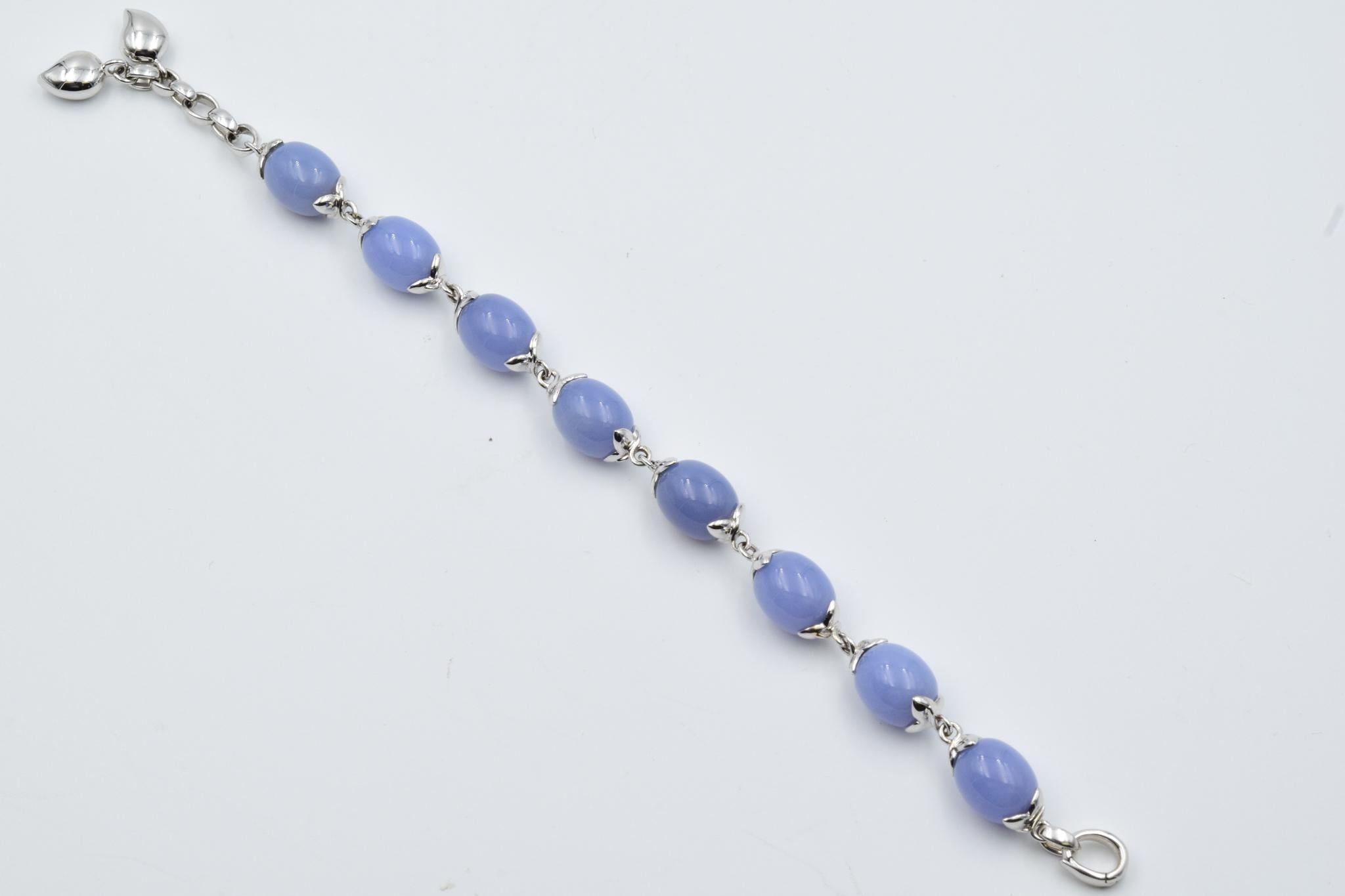 Tamara Comolli Kokosnuss-Armband Kleiner blauer Chalcedon in Olivenform- BCOSLBCHBLWG im Zustand „Neu“ in Carmel, IN