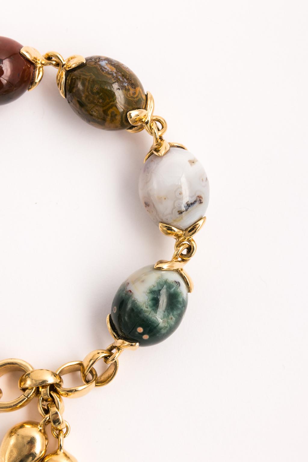 Tamara Comolli Kokosnuss Ozean Jaspis große Gelbgold Armband mit Charms 5