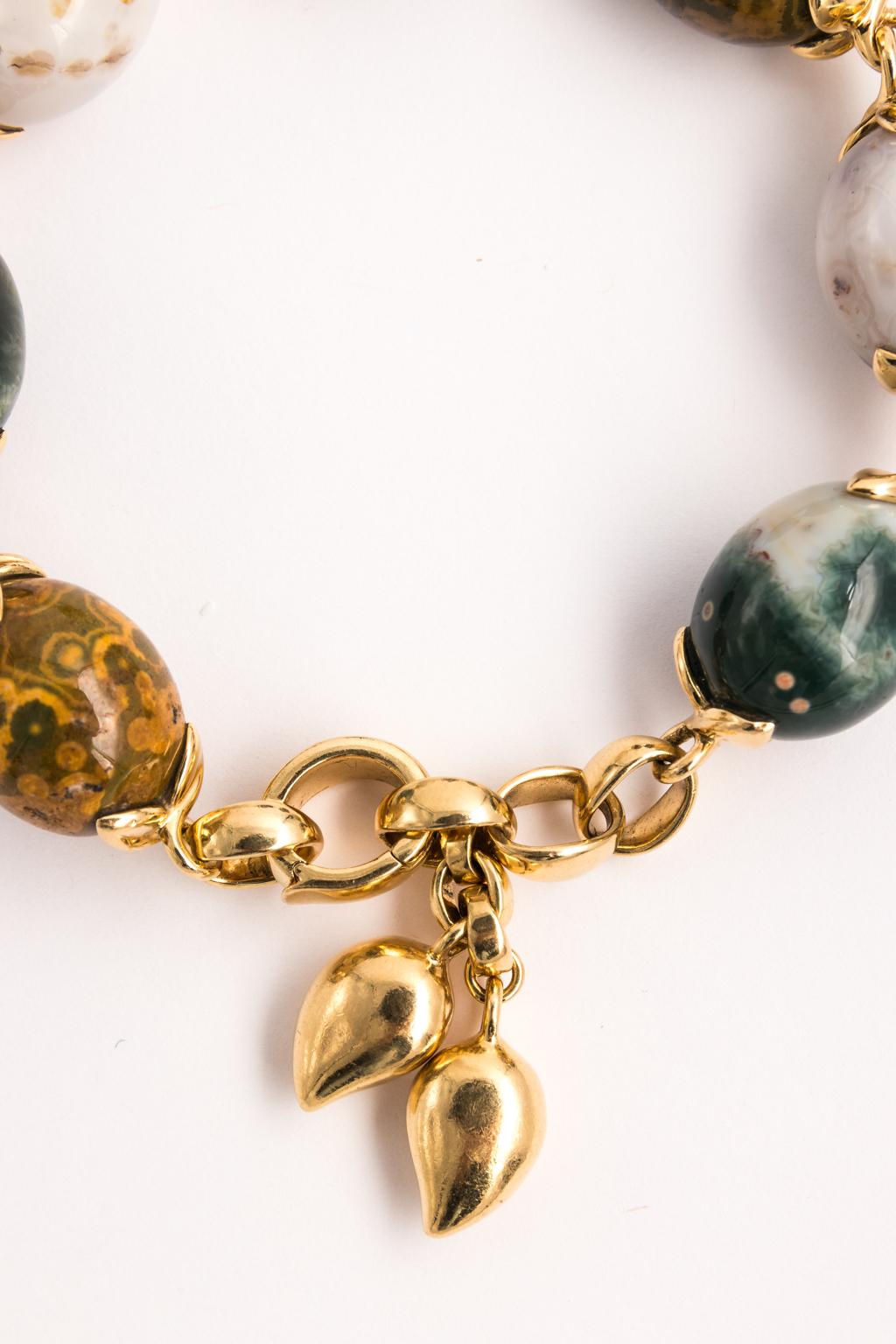 Tamara Comolli Kokosnuss Ozean Jaspis große Gelbgold Armband mit Charms 6