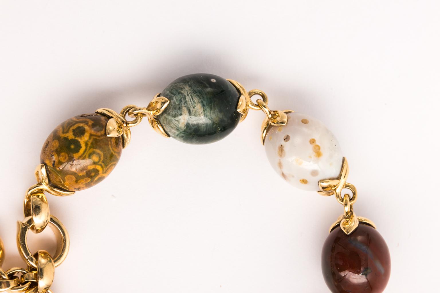 Tamara Comolli Kokosnuss Ozean Jaspis große Gelbgold Armband mit Charms 7