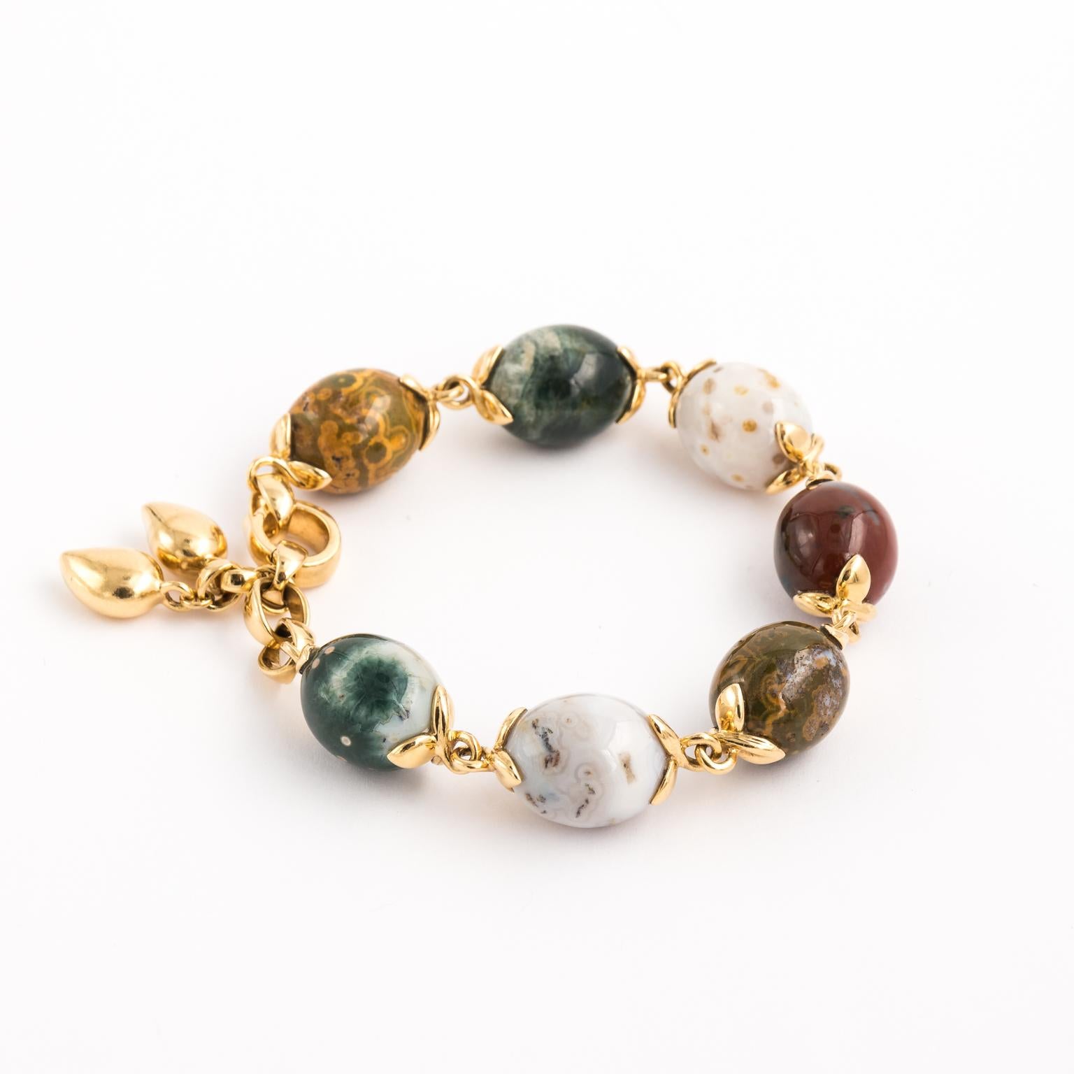 Tamara Comolli Kokosnuss Ozean Jaspis große Gelbgold Armband mit Charms 1