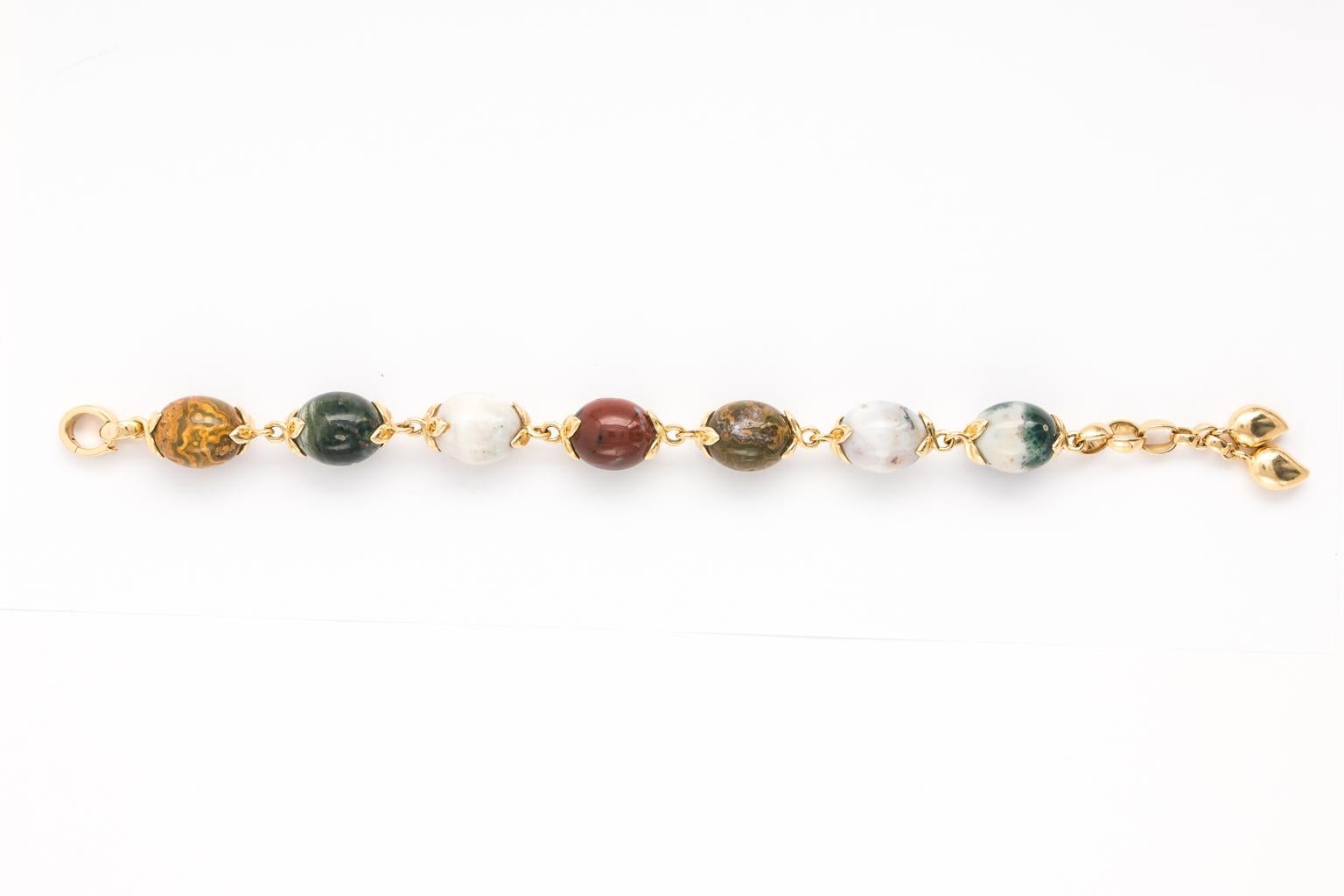 Tamara Comolli Kokosnuss Ozean Jaspis große Gelbgold Armband mit Charms 2