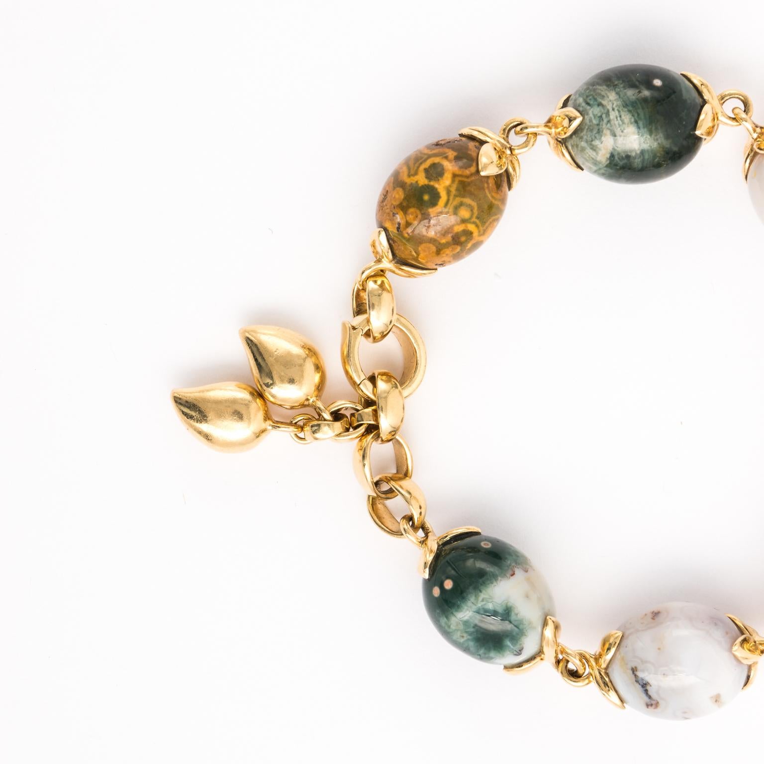 Tamara Comolli Kokosnuss Ozean Jaspis große Gelbgold Armband mit Charms 4