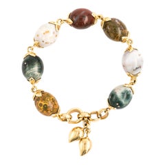 Tamara Comolli Coconut Ocean Jasper Large Yellow Gold Bracelet with Charms