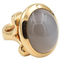 Tamara Comolli Hippie Glam Ring Grauer Mondstein aus 18 Karat Gold, R-HG-s-MoGr-rg