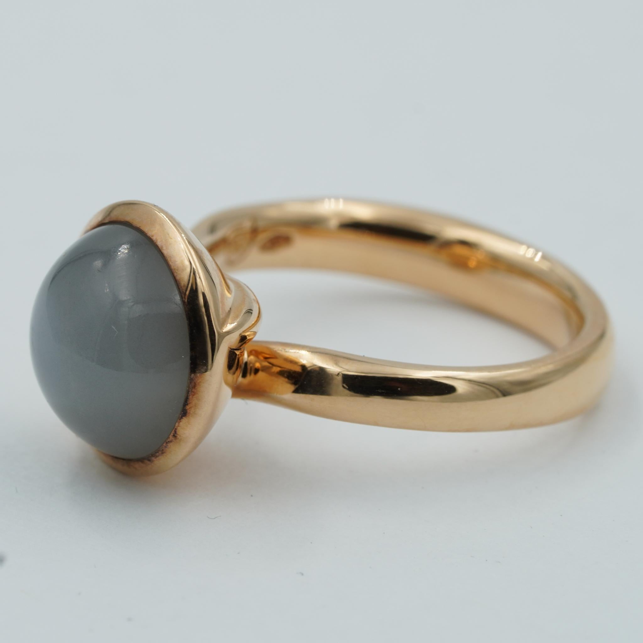 18k yellow gold gray moonstone cabochon ring