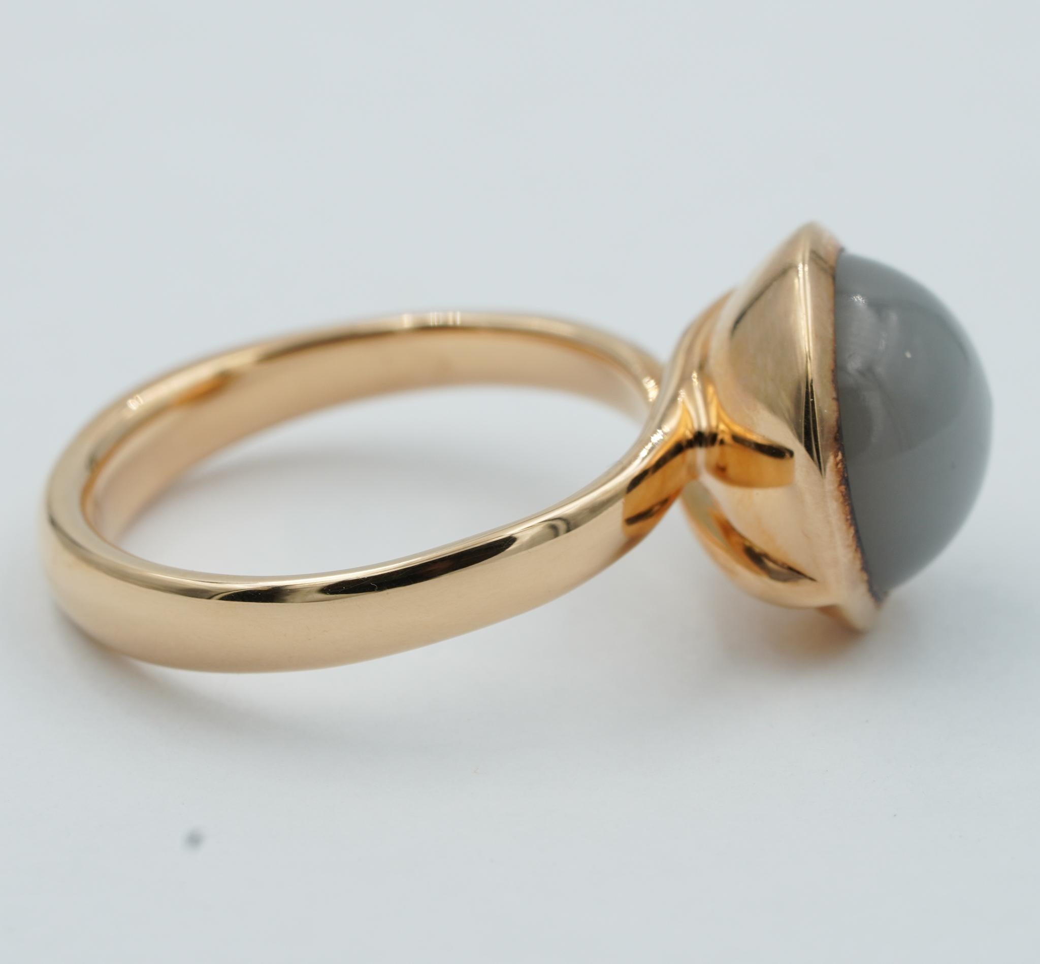 Women's Tamara Comolli Large Bouton Grey Moonstone Ring in 18k Rose Gold