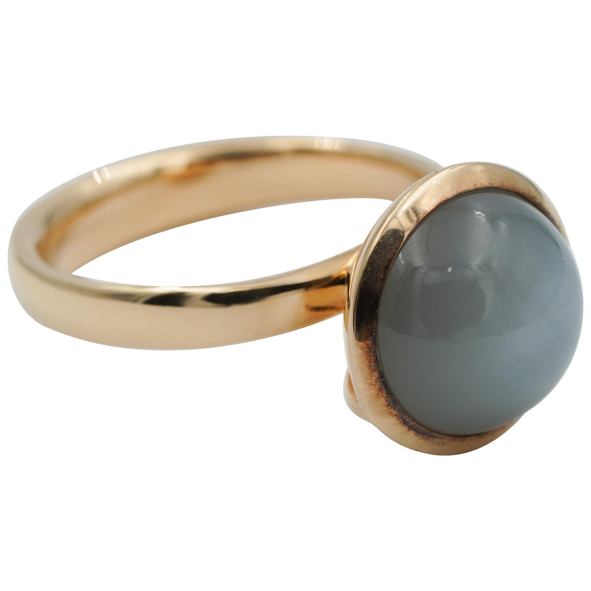 Tamara Comolli Large Bouton Grey Moonstone Ring in 18k Rose Gold at 1stDibs