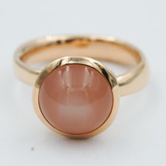 Tamara Comolli Large Bouton Orange Moonstone Ring in 18k Rose Gold