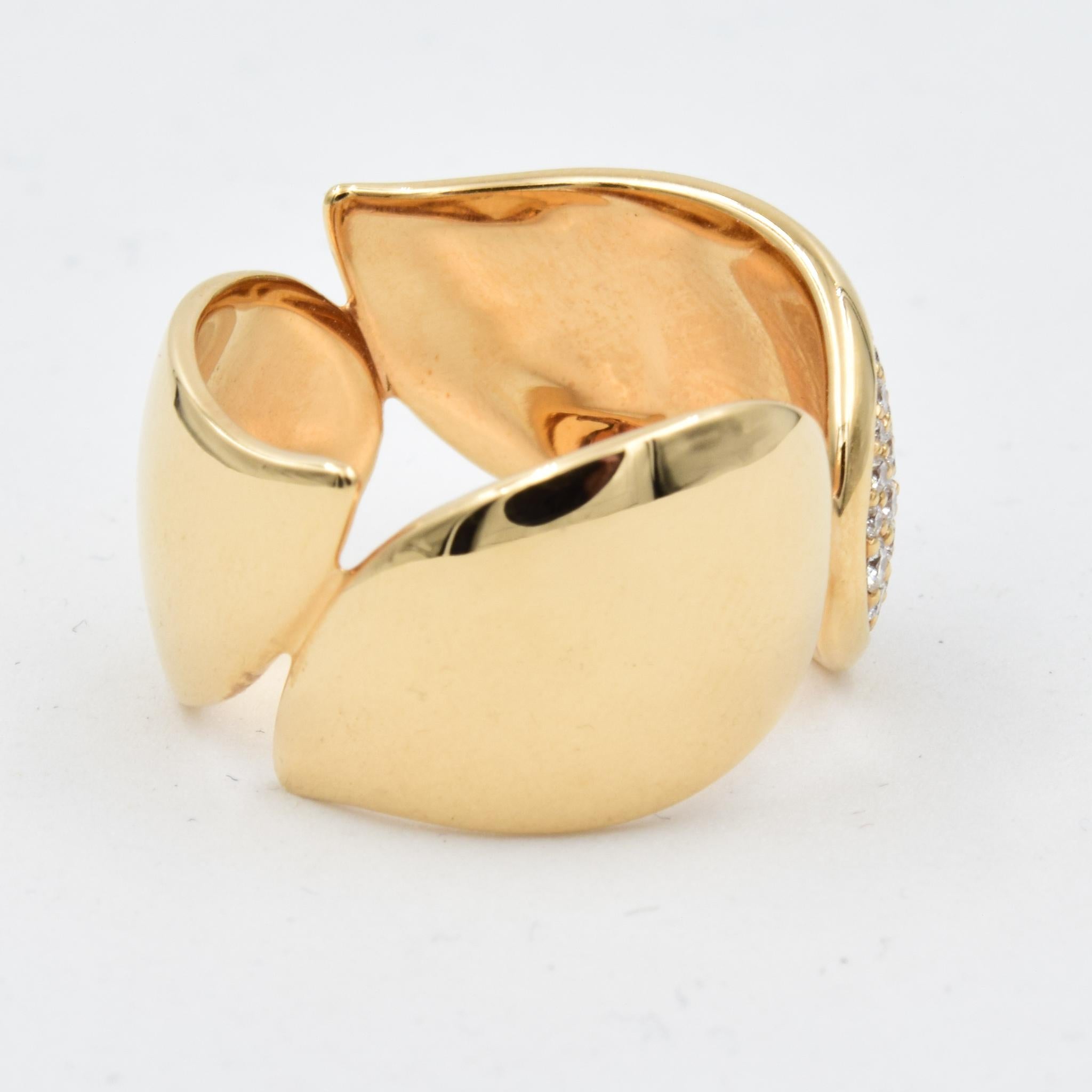 Revival Tamara Comolli Signature Wave Ring with Diamond Pave, R-Sig-Wave-m-p-yg