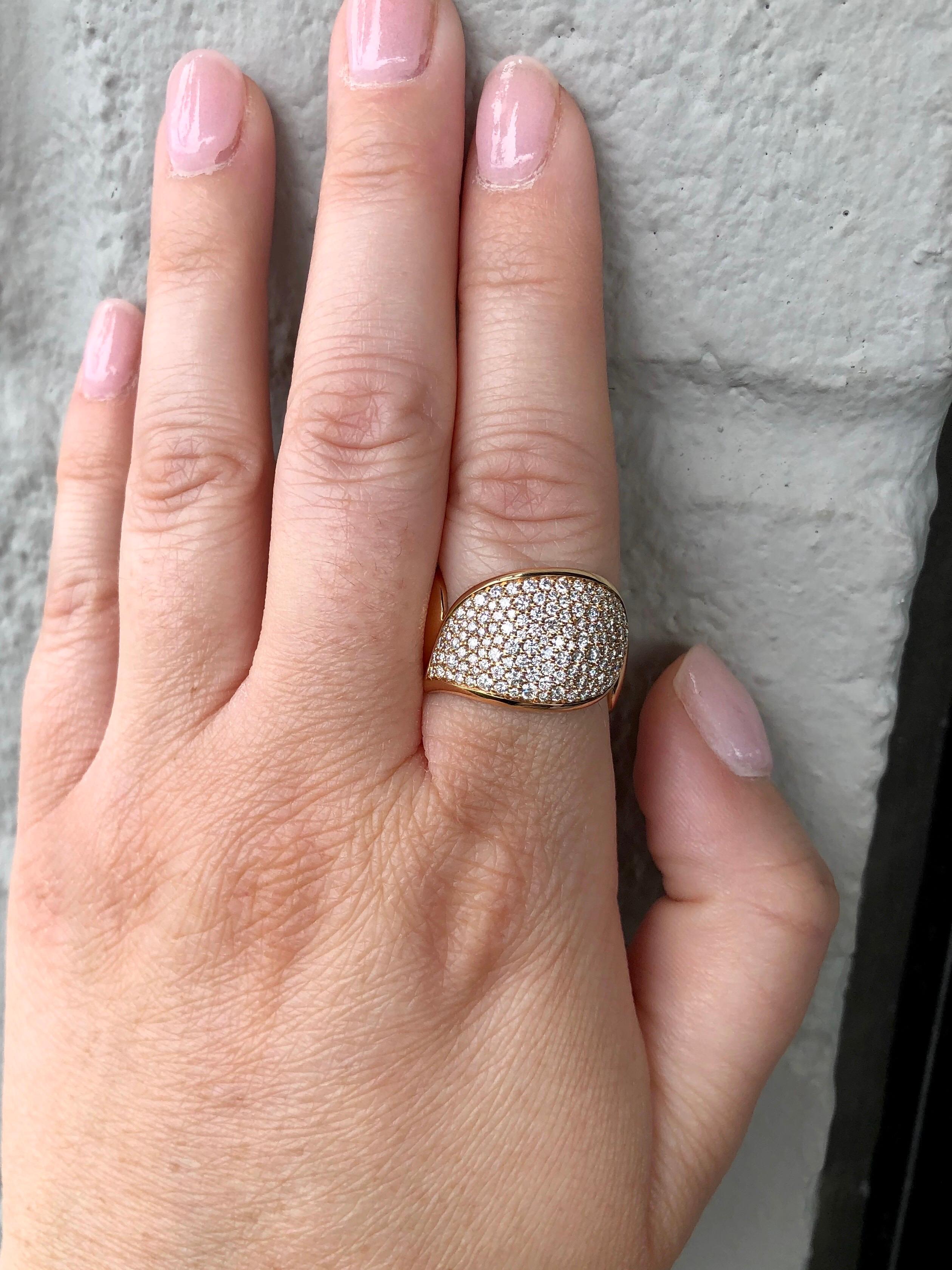 Women's Tamara Comolli Signature Wave Ring with Diamond Pave, R-Sig-Wave-m-p-yg