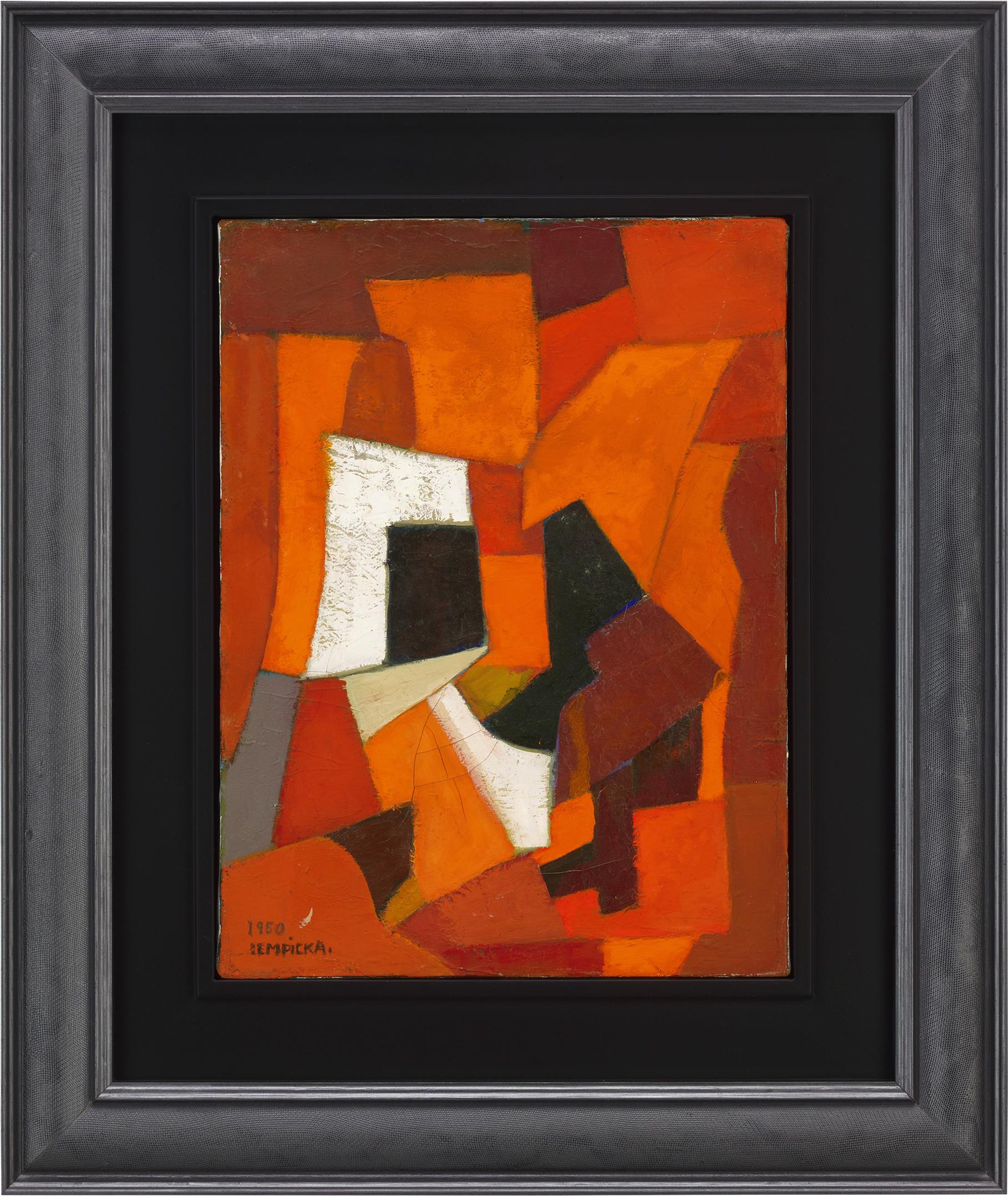 Abstract Composition in Red and Orange by Tamara De Lempicka - Painting by Tamara de Lempicka