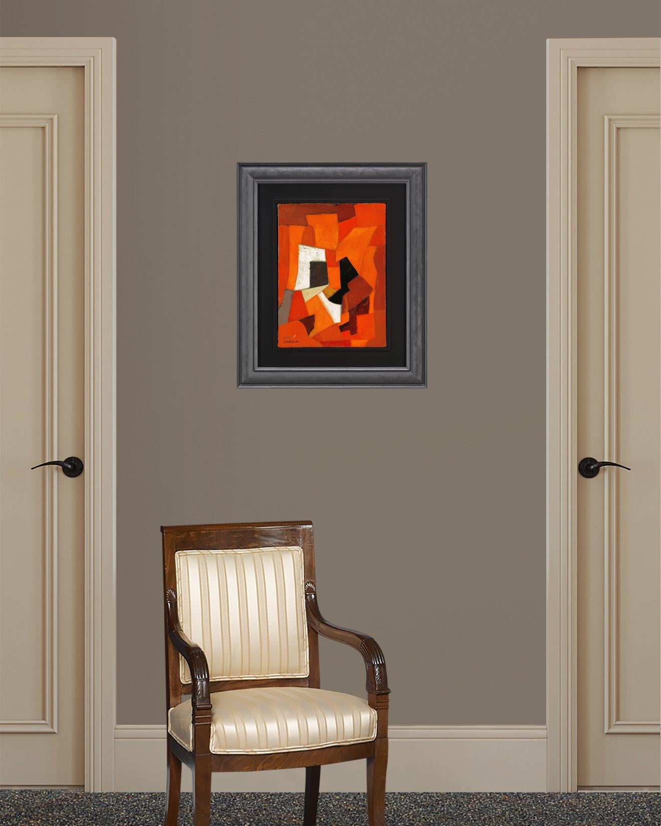 Abstract Composition in Red and Orange by Tamara De Lempicka - Art Deco Painting by Tamara de Lempicka