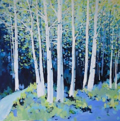 April - Peinture acrylique contemporaine d'un paysage de bouleau