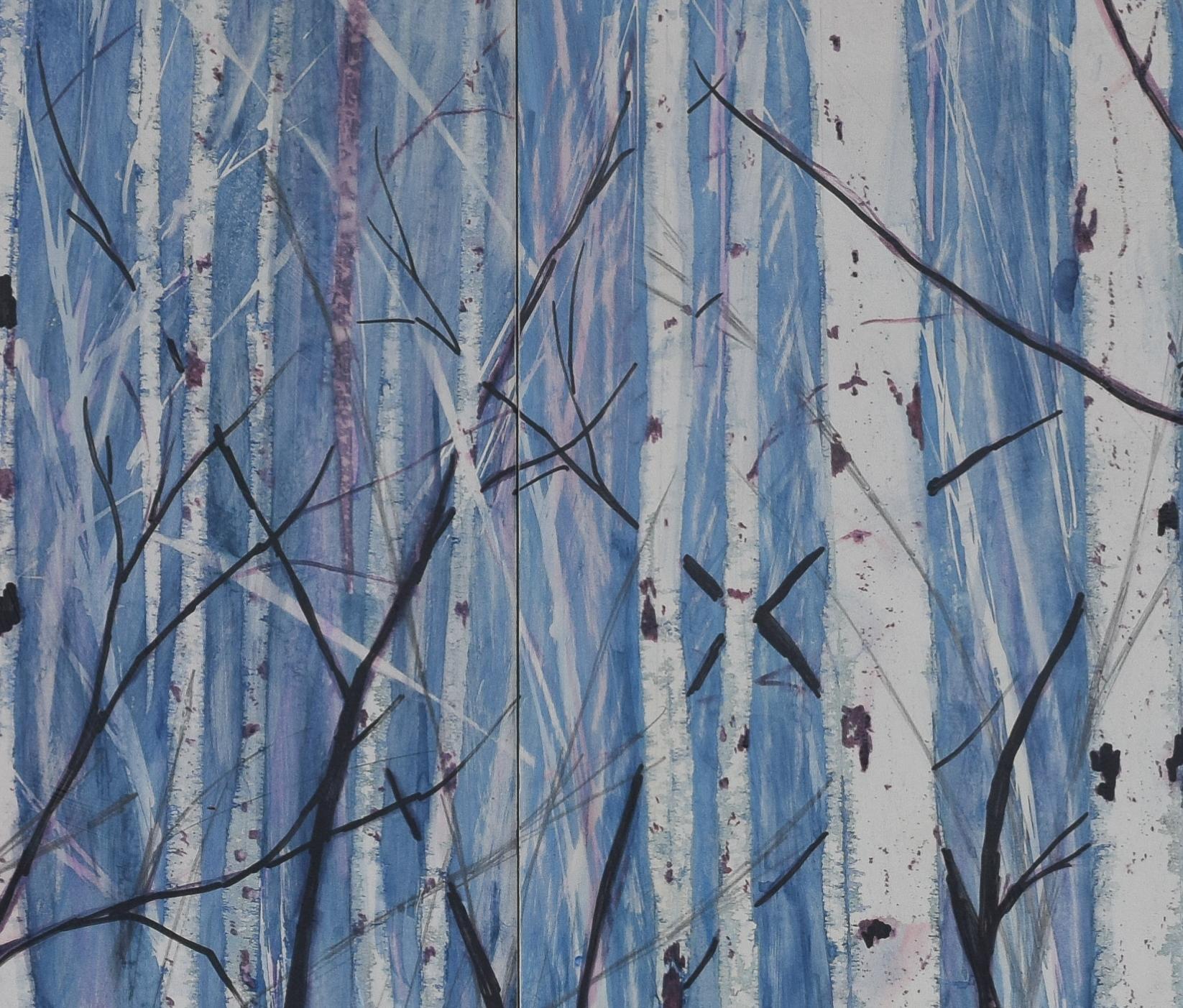 Despejando Cielos - Díptico Pintura Mixta Abedul Blanco - Painting de Tamara Gonda
