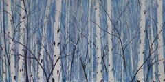 Clearing Skys - Diptych Mixed Media White Birch Painting