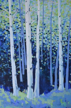 May - Contemporary Acrylic Birch Tree Landscape Painting